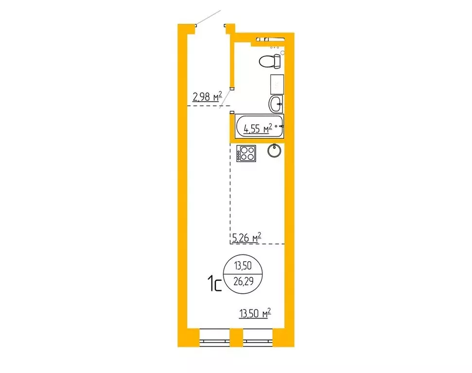 1-комнатная квартира: Уфа, улица Аксакова, 79 (26.29 м) - Фото 1