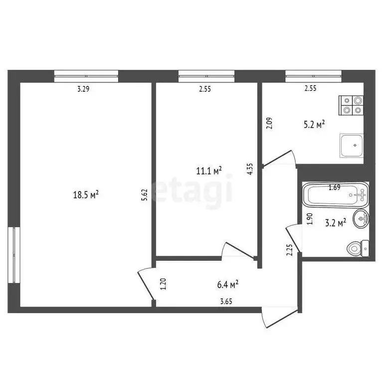 2-комнатная квартира: Самара, улица Гагарина, 61 (44.4 м) - Фото 0