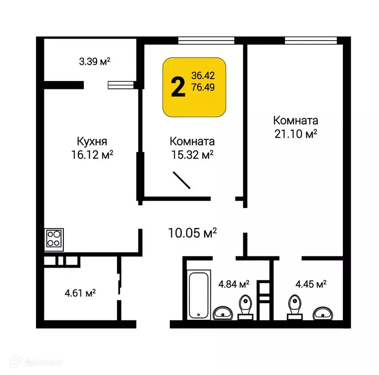Продаётся 2-к квартира, 75.17 м - Фото 0