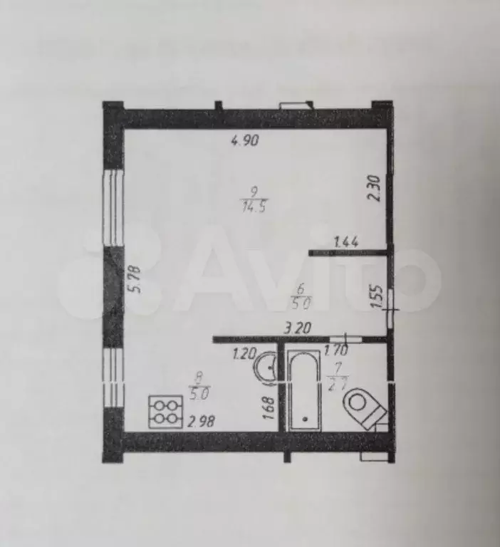 Квартира-студия, 27,2 м, 1/3 эт. - Фото 0