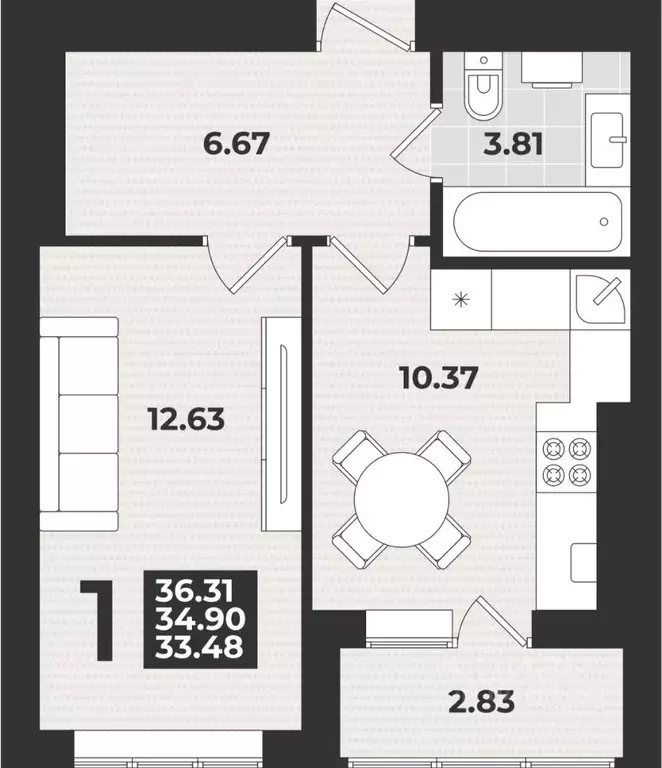 1-к кв. Калининградская область, Калининград ул. Героя России ... - Фото 1