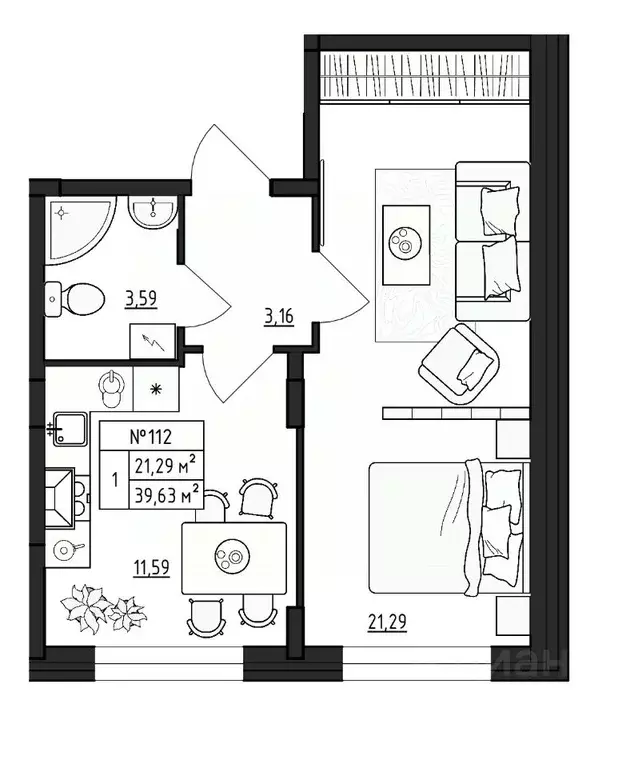 1-к кв. Ленинградская область, Гатчинский муниципальный округ, д. ... - Фото 1
