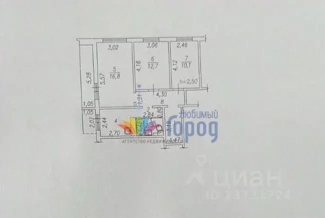 3-к кв. Кемеровская область, Новокузнецк ул. Грдины, 15 (62.1 м) - Фото 2