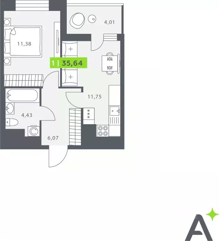 1-к кв. Ленинградская область, Всеволожский район, Заневское городское ... - Фото 1