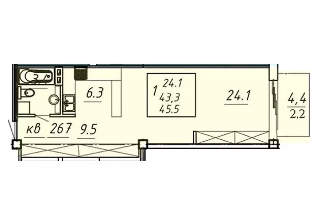 1-к кв. Ставропольский край, Ессентуки Озеро жилой комплекс (41.9 м) - Фото 1