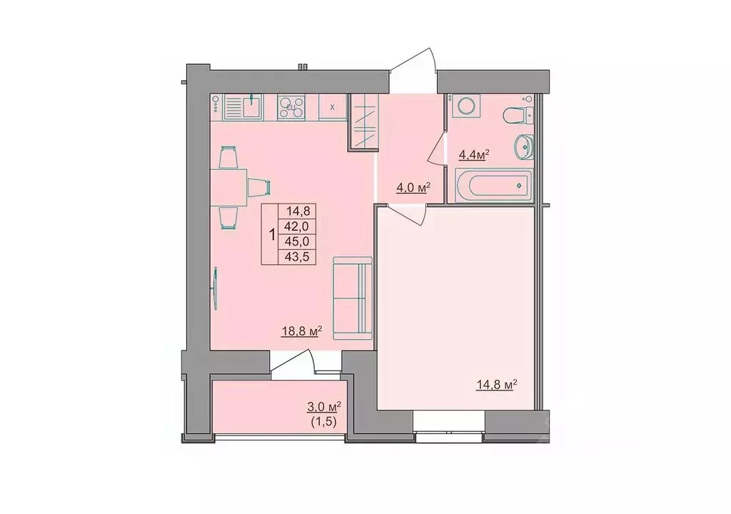 1-к кв. Костромская область, Кострома Магистральная ул., 49А (43.5 м) - Фото 0