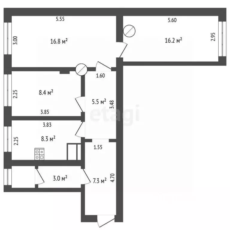 3-к кв. Псковская область, Порхов Старорусская ул., 47 (67.5 м) - Фото 2