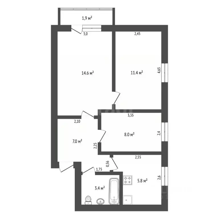 3-к кв. Амурская область, Магдагачи пгт ул. Максима Горького, 15 (51.0 ... - Фото 1
