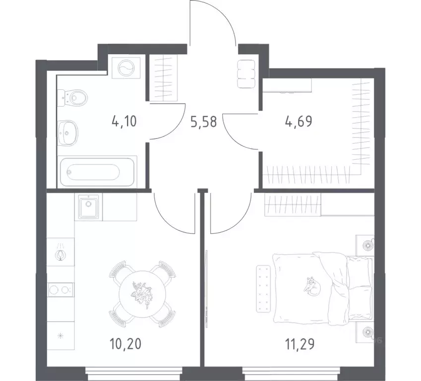 1-к кв. Московская область, Ленинский городской округ, Мисайлово пгт, ... - Фото 1