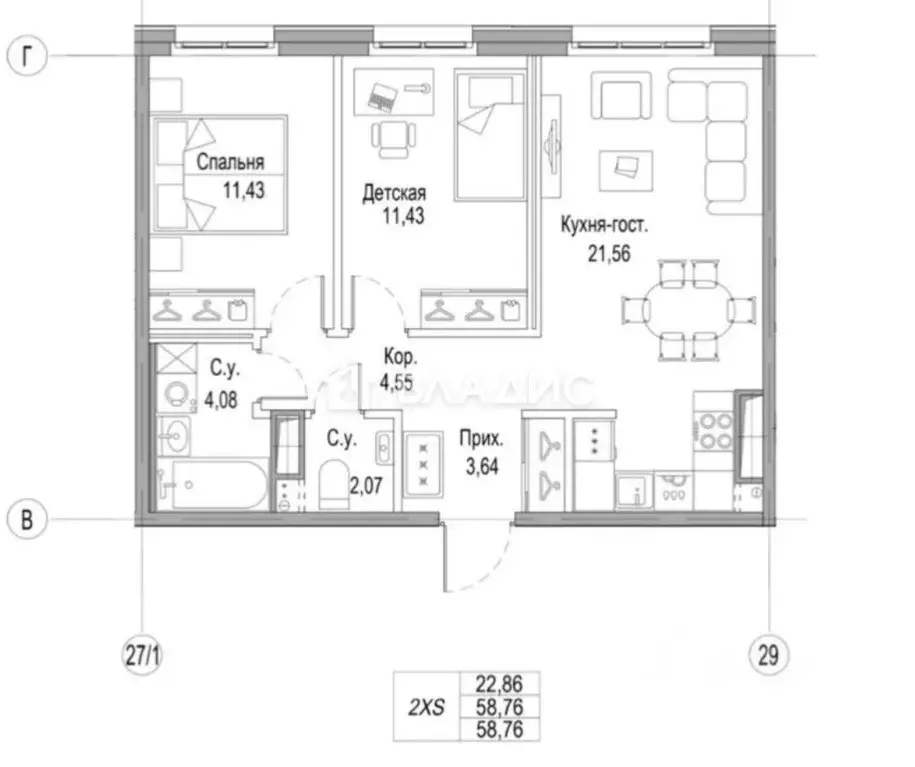 2-к кв. Санкт-Петербург наб. Черной речки, 35 (59.0 м) - Фото 2