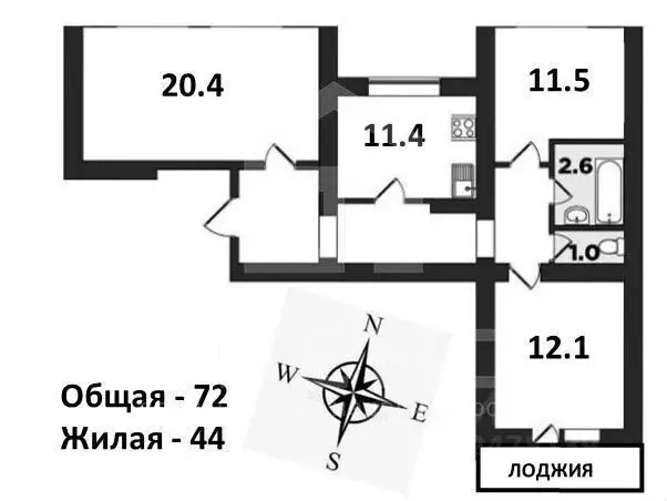 3-к кв. Санкт-Петербург ул. Хошимина, 11к1 (72.0 м) - Фото 1
