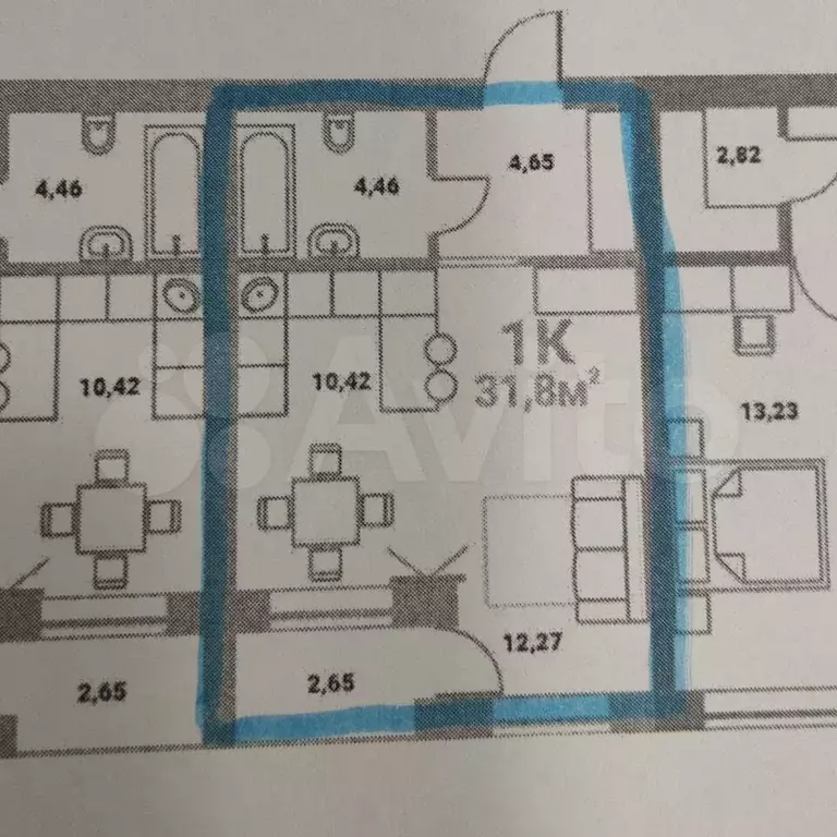 Квартира-студия, 32,7 м, 2/4 эт. - Фото 0