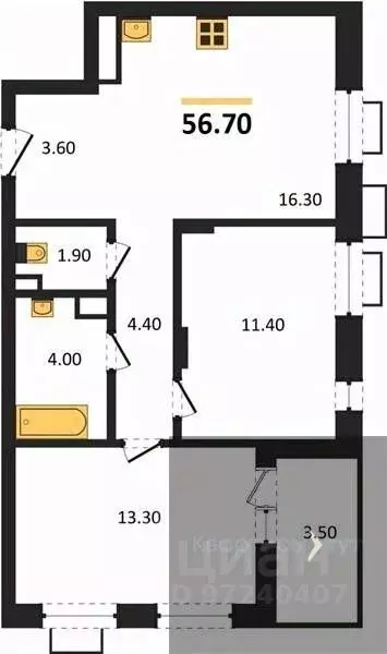 2-к кв. Воронежская область, Воронеж Ключи мкр, Ключи-клаб жилой ... - Фото 1