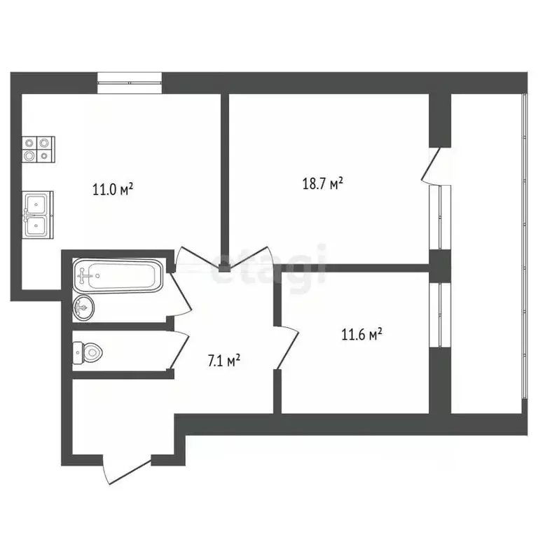 2-к кв. Москва ул. Генерала Тюленева, 27 (51.0 м) - Фото 2