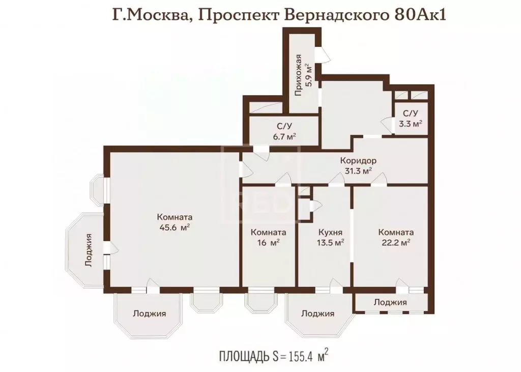 3-к кв. Москва просп. Вернадского, 80Ак1 (155.4 м) - Фото 2