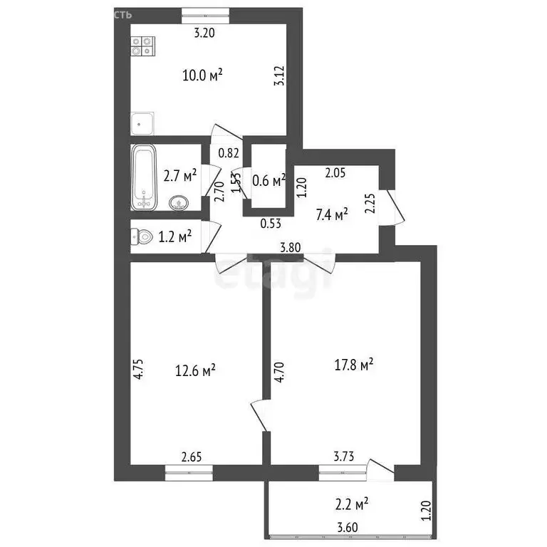 2-комнатная квартира: Ишим, улица Свердлова, 41 (52.3 м) - Фото 0