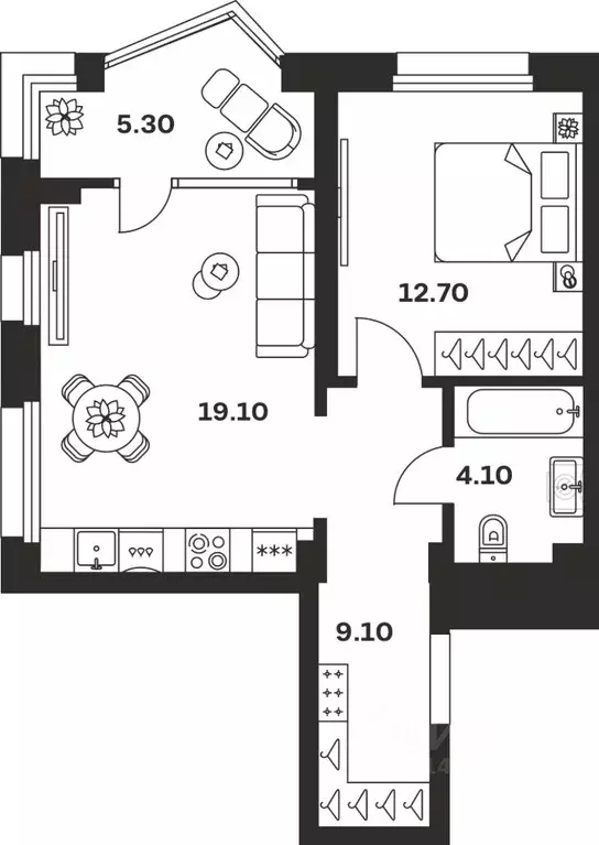 1-к кв. Тульская область, Тула ул. Михеева, 9А (50.3 м) - Фото 1