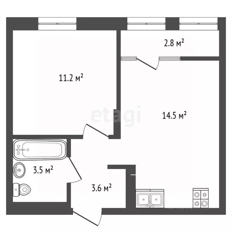 1-к кв. Тюменская область, Тюменский муниципальный округ, д. Дударева ... - Фото 1