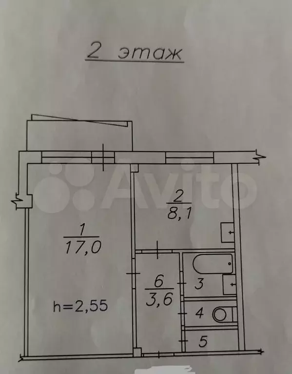 1-к. квартира, 33 м, 2/5 эт. - Фото 0