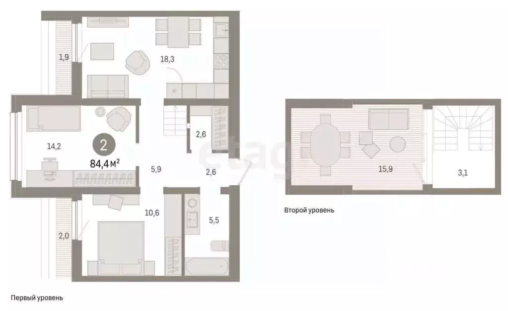 2-к кв. Тюменская область, Тюмень Мысовская ул., 26к1 (84.0 м) - Фото 0