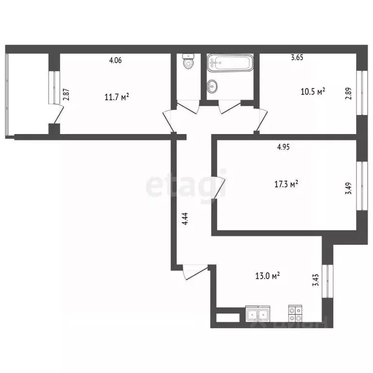 3-к кв. Вологодская область, Вологда ул. Возрождения, 72 (66.2 м) - Фото 1