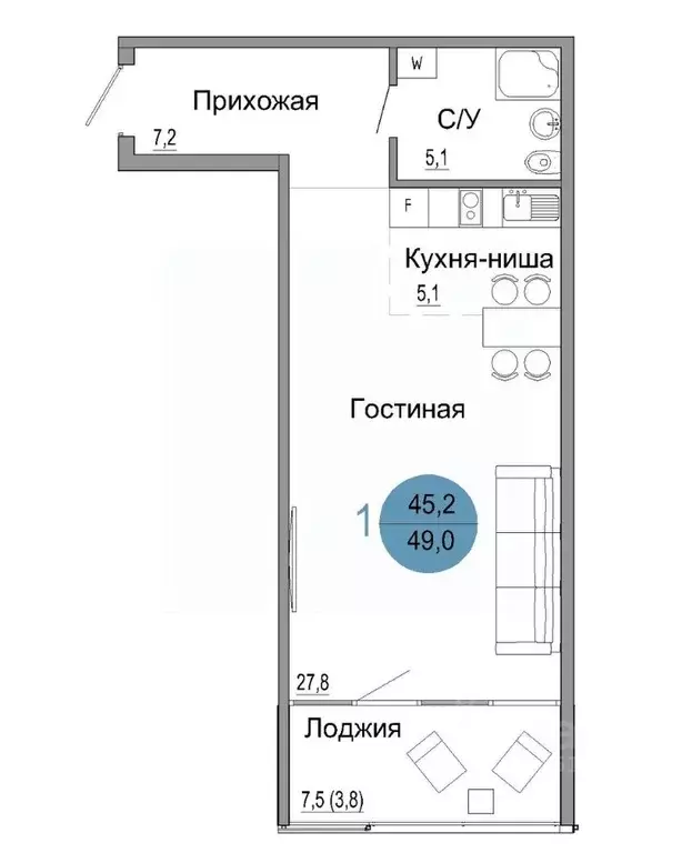 1-к кв. Крым, Керчь Белый город жилой комплекс (49.0 м) - Фото 0