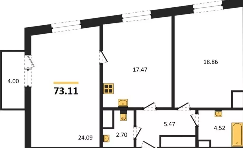 2-комнатная квартира: Санкт-Петербург, улица Седова, 89к2 (73 м) - Фото 1