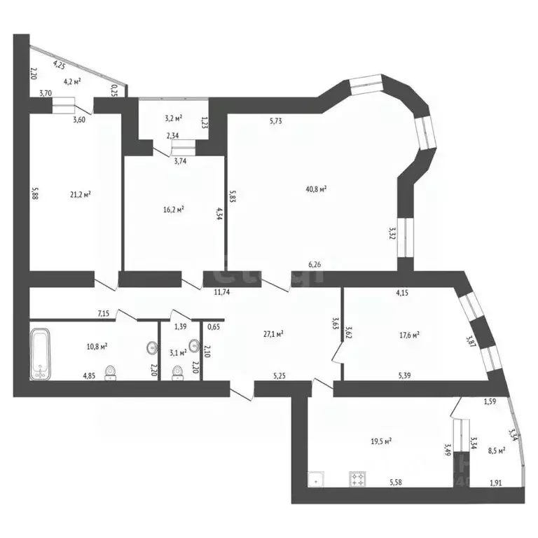 4-к кв. Башкортостан, Уфа ул. Гафури, 19/2 (156.3 м) - Фото 2