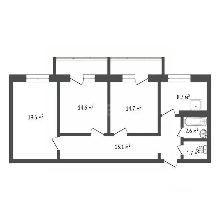 3-к кв. Иркутская область, Иркутск ул. Баумана, 265 (77.0 м) - Фото 2
