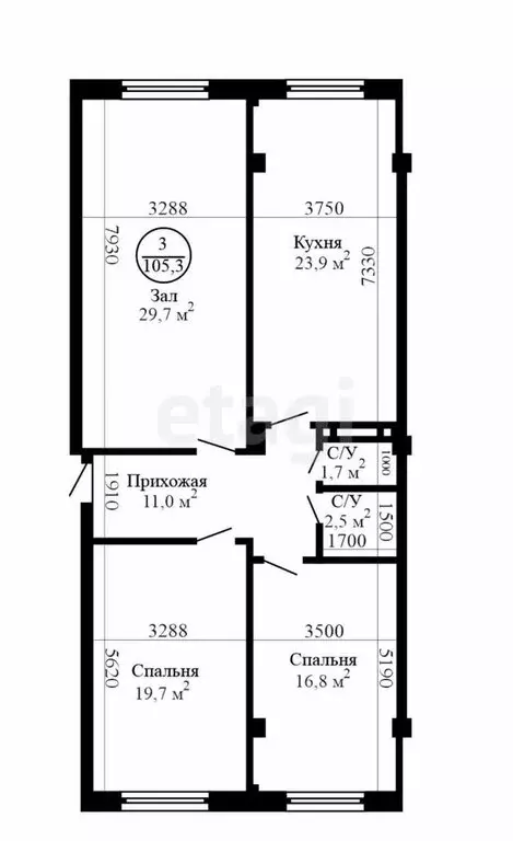 3-комнатная квартира: Махачкала, проспект Насрутдинова, 246 (105.3 м) - Фото 1