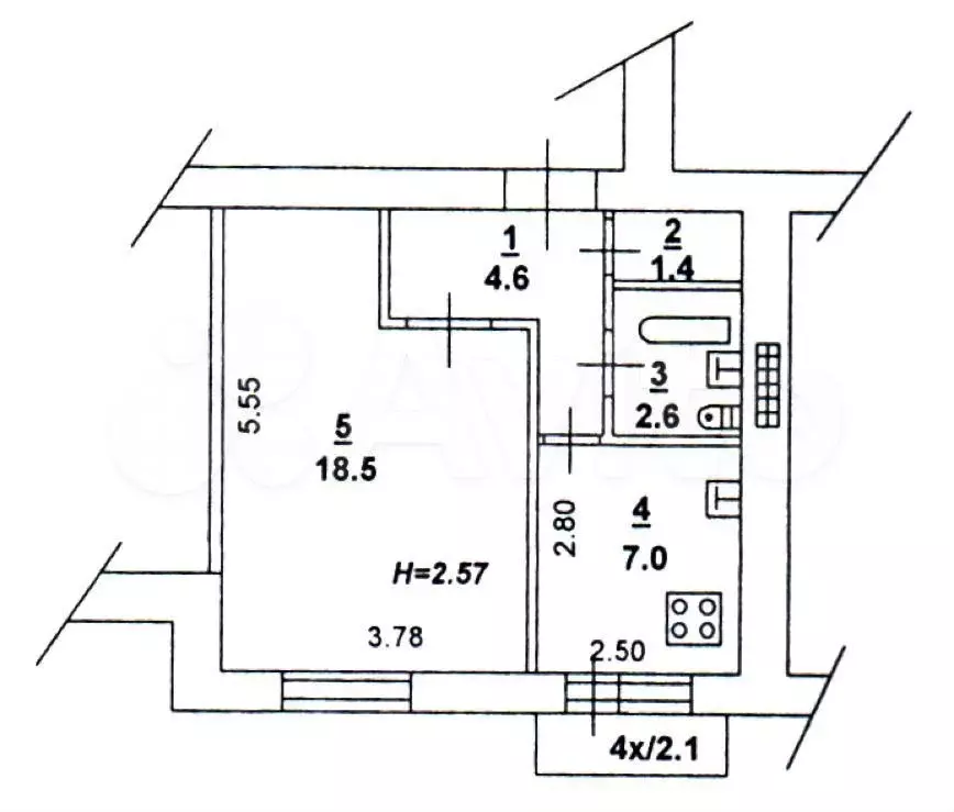 1-к. квартира, 36,2 м, 8/9 эт. - Фото 0