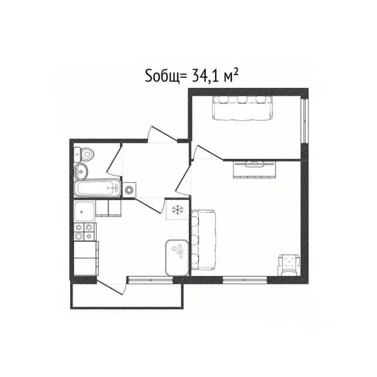 2-к кв. Брянская область, Почеп Злынковская ул., 2 (34.1 м) - Фото 2