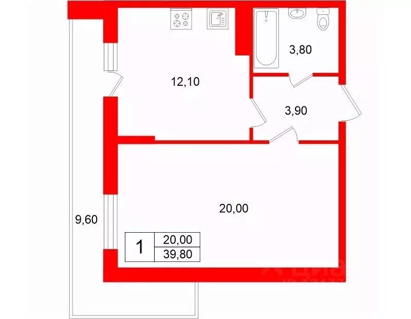 1-к кв. Санкт-Петербург пос. Шушары, ул. Валдайская, 6к2 (39.8 м) - Фото 2