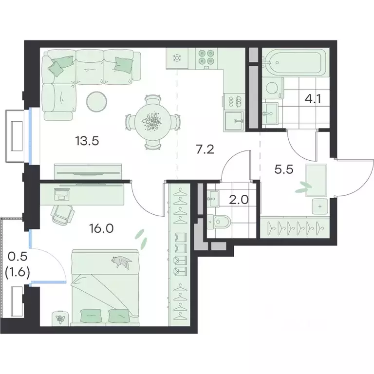 2-к кв. Московская область, Раменское G3 Михалевич жилой комплекс ... - Фото 1