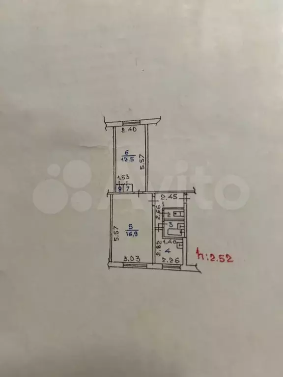 2-к. квартира, 44,9 м, 1/5 эт. - Фото 0