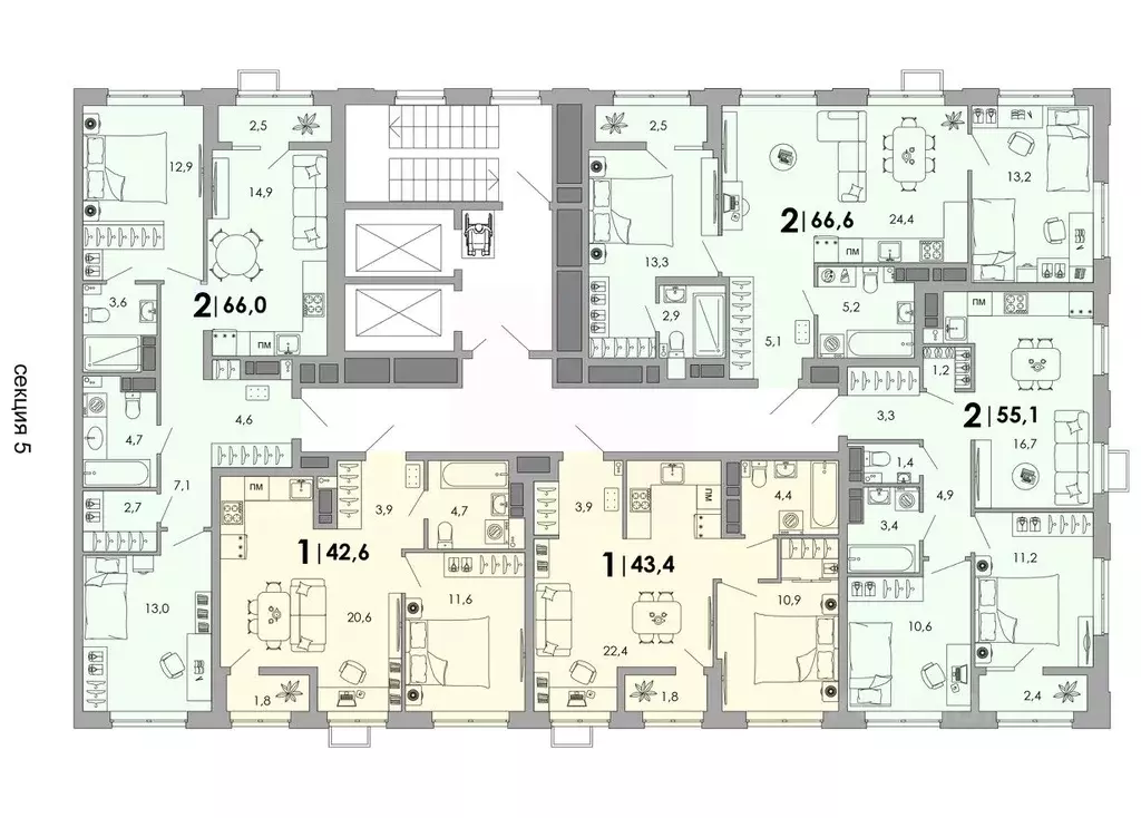 1-к кв. Владимирская область, Владимир Уно жилой комплекс (42.6 м) - Фото 2