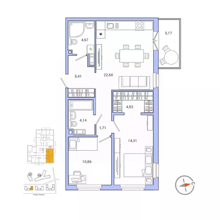 2-к кв. Ленинградская область, Гатчина ул. Чехова, 39 (70.0 м) - Фото 1