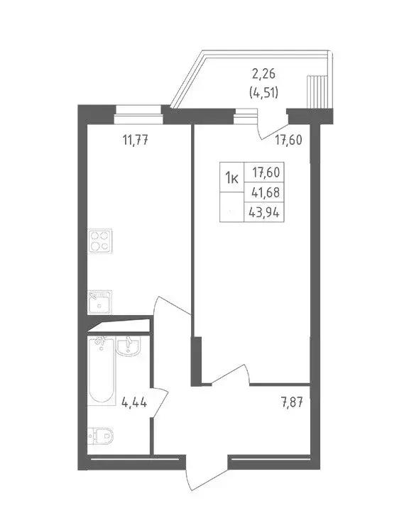 1-комнатная квартира: посёлок Жилино-1, 2-й квартал, 1к1 (44 м) - Фото 0
