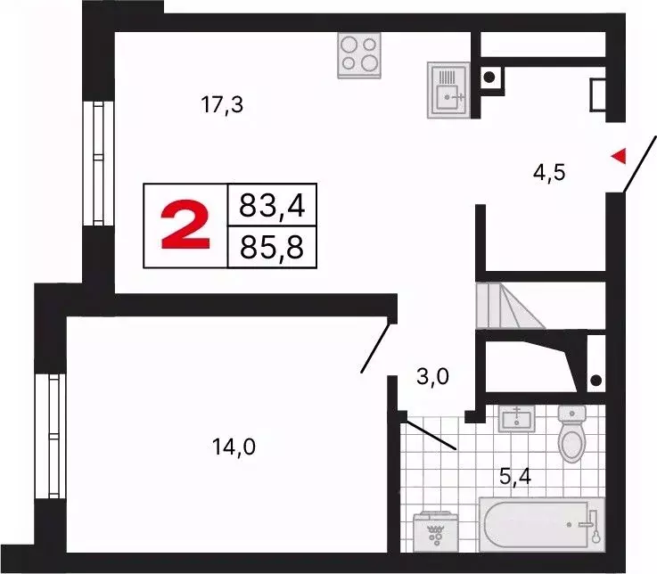 3-к кв. Свердловская область, Екатеринбург ул. Шаумяна, 11 (85.8 м) - Фото 1