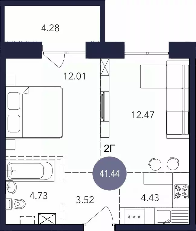 2-к кв. Иркутская область, Братск ул. Металлургов, 8 (41.44 м) - Фото 0