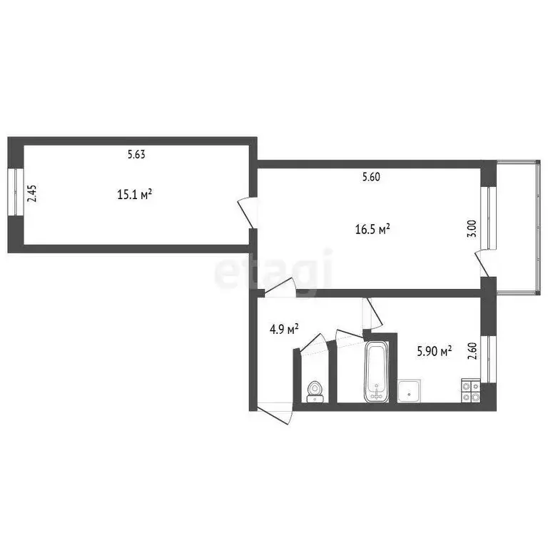 2-комнатная квартира: Вологда, улица Чернышевского, 112Б (45.8 м) - Фото 0