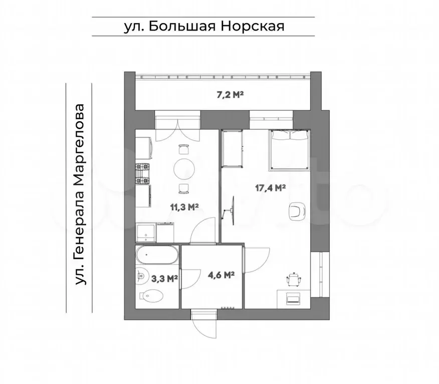 1-к. квартира, 40,2 м, 1/5 эт. - Фото 0