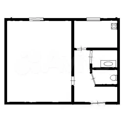 1-к. квартира, 31,6 м, 1/5 эт. - Фото 0