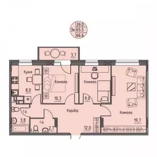 Продаётся 3-к квартира, 65.8 м - Фото 0