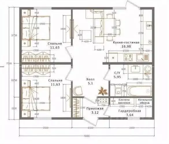 Дом в Пермский край, Пермский район, д. Ежи ул. Земляничная (62 м) - Фото 2