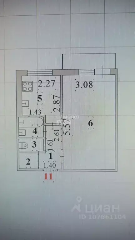 1-к кв. Липецкая область, Липецк ул. 8 Марта, 24/2 (29.8 м) - Фото 1
