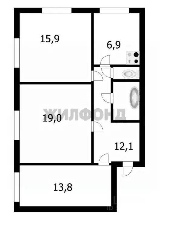 3-к кв. Новосибирская область, Новосибирск ул. Серафимовича, 30 (72.4 ... - Фото 0