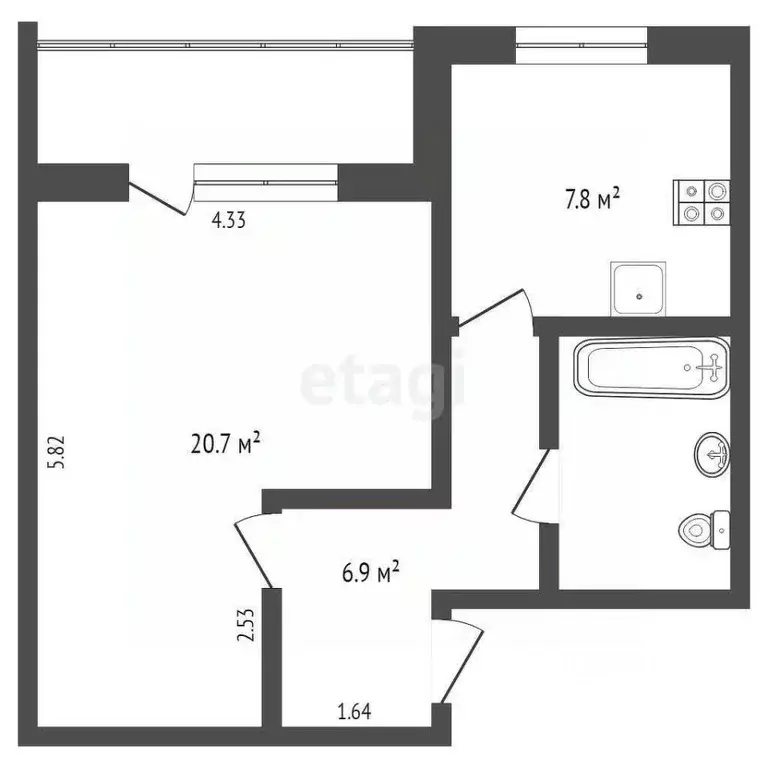 1-к кв. Тюменская область, Тюмень Солнечный проезд, 22 (40.2 м) - Фото 1