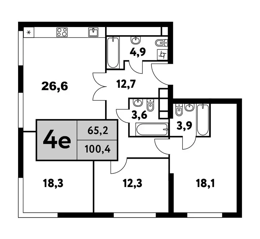 4-комнатная квартира: Москва, Фестивальная улица, 15к4 (100.4 м) - Фото 0