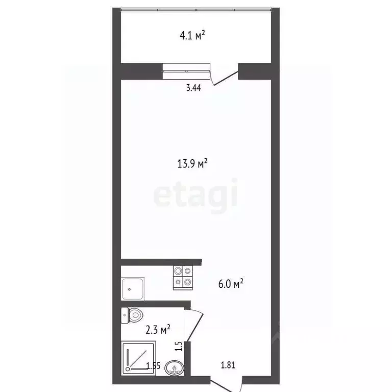 Студия Мордовия, Саранск ул. Тани Бибиной, 1/12 (22.2 м) - Фото 2